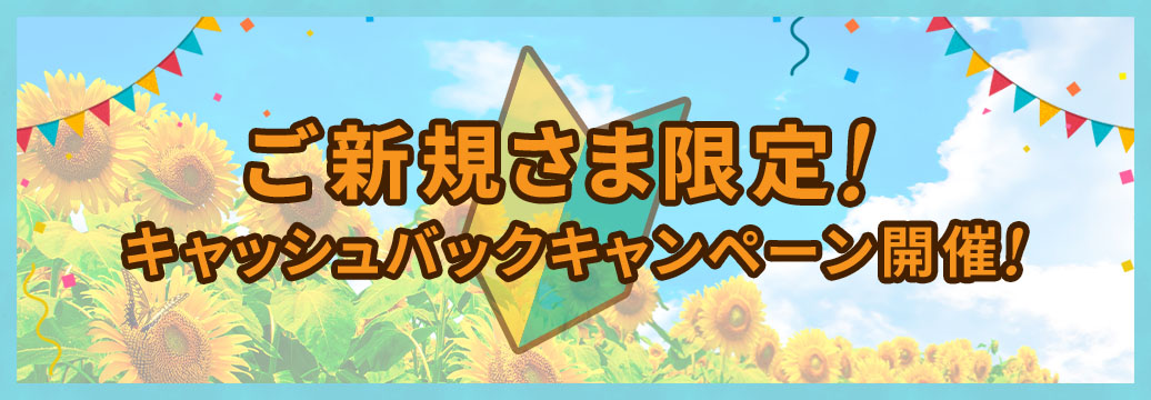 ご新規さま限定！キャッシュバックキャンペーン！